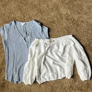 Blouse Claiborne Seersucker Top Cynthia Rowley Off the Shoulder Europe eyelet